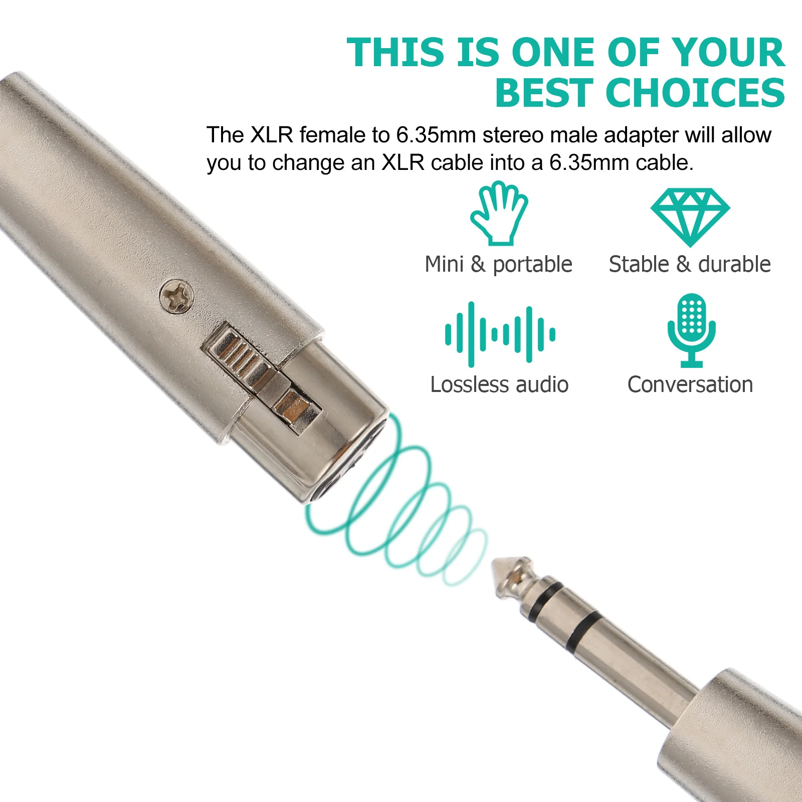 

2pcs Xlr Female To 6.35Mm Stereo Male Adapter For Microphone Audio Converter Noise Protection Die-Cast Zinc Alloy Shell Studio