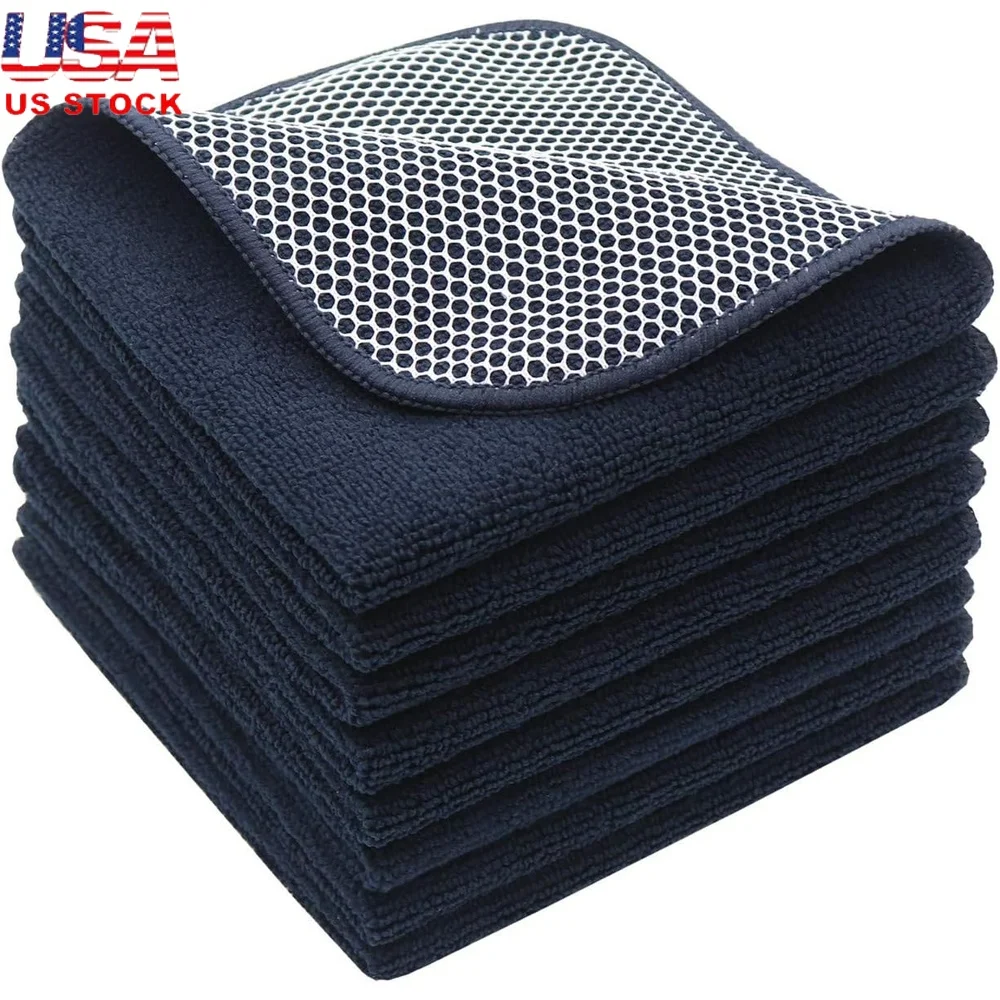 Ultra Absorbent Microfiber Dish Cloths Fast Drying Lint Free Kitchen Cleaning Rags Double Sided Multi Purpose Dust Cloths 8 Pack