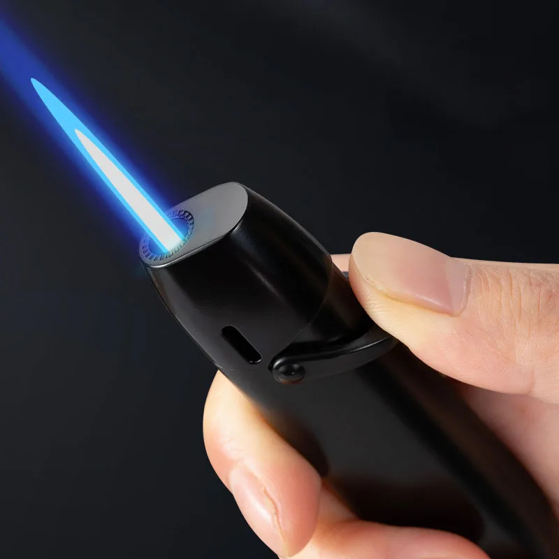 Small Turbine Windproof Direct Charge Butane Gas Blue Flame High Power Metal Lighter Outdoor Barbecue Kitchen Lighter Men\'s Gift