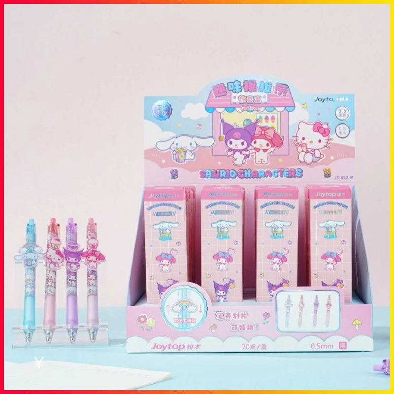 

20pcs Sanrio Sweet Fairy Tale Town Series Press Neutral Pen Cute Melody Kuromi Patch Push Push-Le Signature Pen Student Gift