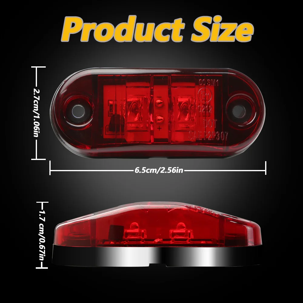10 Stück 2 Ovale LED Universal-LED-Leuchten Seitenmarkierungsleuchten für Anhänger LKW Wohnwagen Begrenzungsleuchte Aufputzmontage 12V-24V – Detail 10