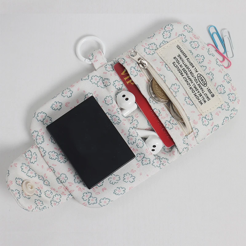 1 Pc Cute Student portamonete Card Simplicity Floral coreano Fashion Wallet Card Holder for Girls Portable Cute Small Storage Bag