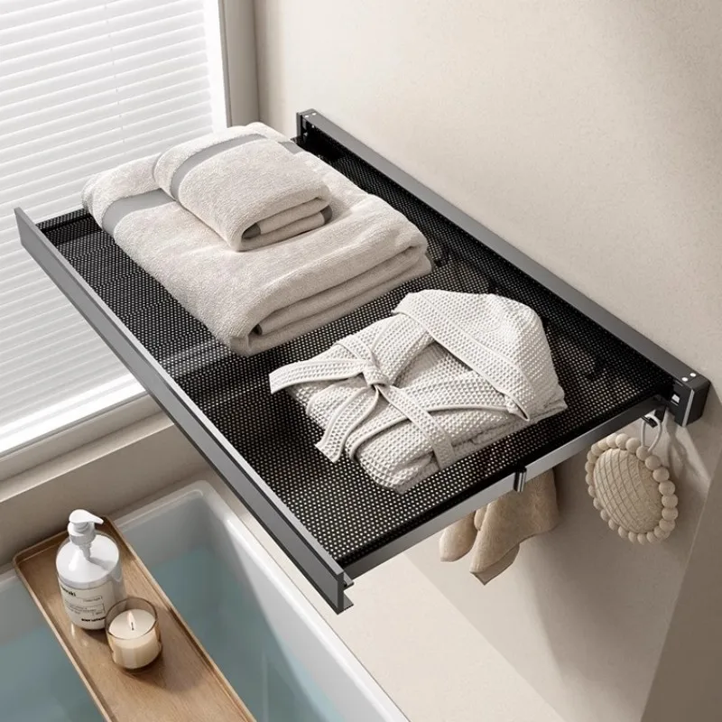 A98E-Adjustable Folding Drying Net With Hooks In Space-Saving Aluminum Alloy And Mesh Fabric-For Indoor& Outdoor