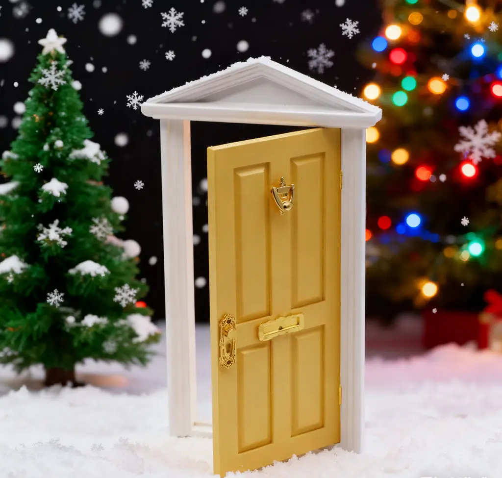 2025 Modny Domek dla Lalek 1:12 Kolorowe Drzwiczki z Wieżą - Mini Drzwiczki DIY do Dekoracji Świątecznych i Mikro Scen oraz Dekoracji OB11