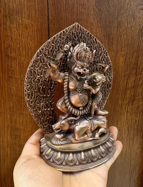 15CM Tibet Yamaraja Lor of the Hell Protector Buddha Copper Statue