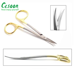 1Pc Dental Double Curved Gold Plated Handle Stainless Steel S Medical Dissecting Scissors Dentistry instruments For Clinic