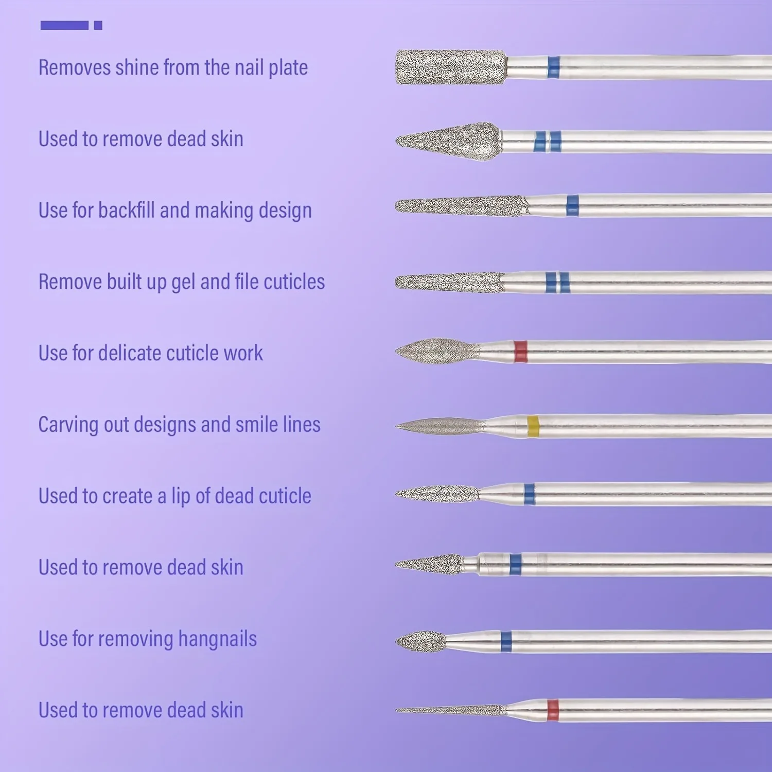 3/32" Kit 20 Professional Nail Drill Bit Sets, Ceramic And Diamond Nail File Heads, Electric Drill Trimming Nail Drill Bits for