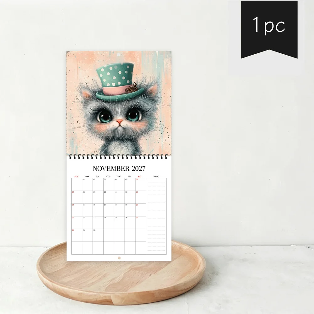 1pc 2027 Wall Calendar, Top Hat Pet Theme, 12-Month Monthly Planner, Perfect Gift For Back-to-School Season, Christmas, New Year