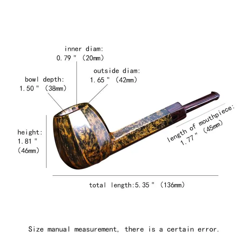 MUXIANG High Quality Handmade Briar Wood Smoking Pipe Tobacco Smooth Polyhedron Straight Stem Smoke Tools Gift For Gentleman