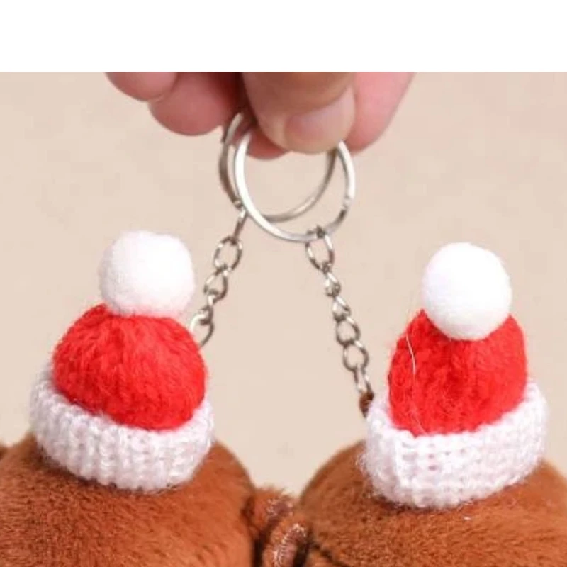 1PC adorabile capibara di Natale ciondolo portachiavi in peluche carino morbido peluche bambola giocattolo zaino appeso decorazione regalo di Capodanno