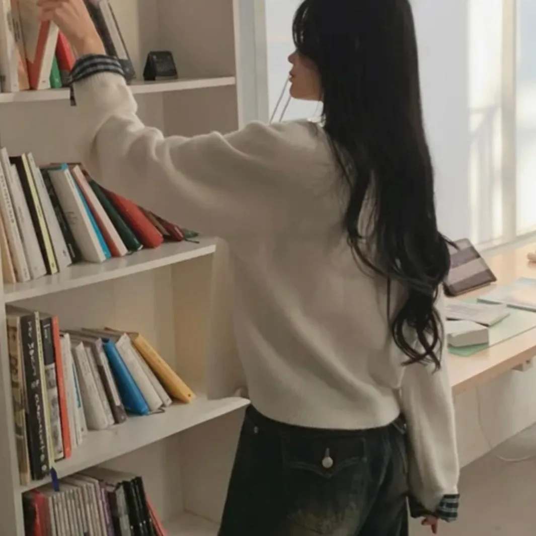 المرأة الصوفية محبوك سترة عادية شيك تصميم الخريف الشتاء طويلة Sve الكفة الربط وهمية قطعتين تنوعا #4