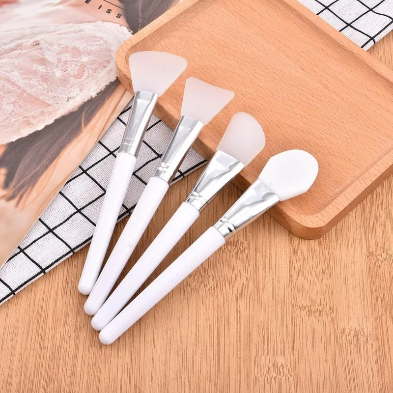 4 unids/set de cepillo de silicona para máscara Facial de maquillaje blanco, cepillos profesionales para crema de barro, herramienta cosmética de belleza para el cuidado de la piel DIY