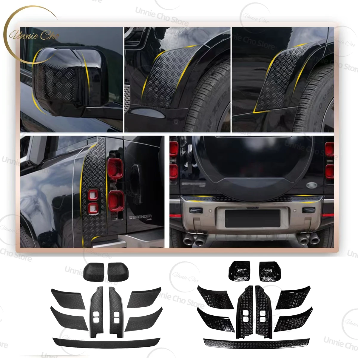 For Land Rover Defender 90 110 L663 Anti-Scratch Body Protection Kit Exterior Plate Cover Trim for Front Bumper Armor Stiker