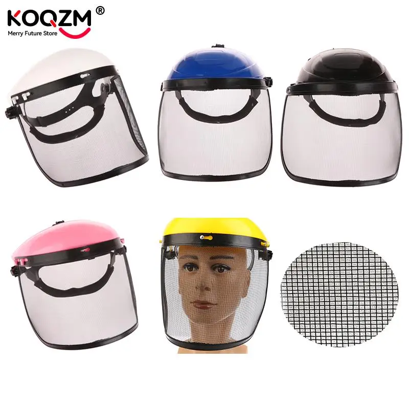 Garden Grass Trimmer Safety Helmet Hat With Full Face Mesh Visor For Logging Brush Cutter Forestry Protection 1pcs