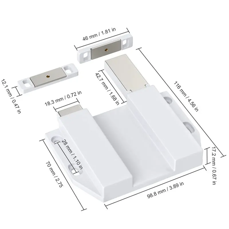 ABPP Double Push to Open Cabinet Door Catches Heavy Duty 2 Pack Magnet Push to Open Door Touch Latches for Kitchen Door