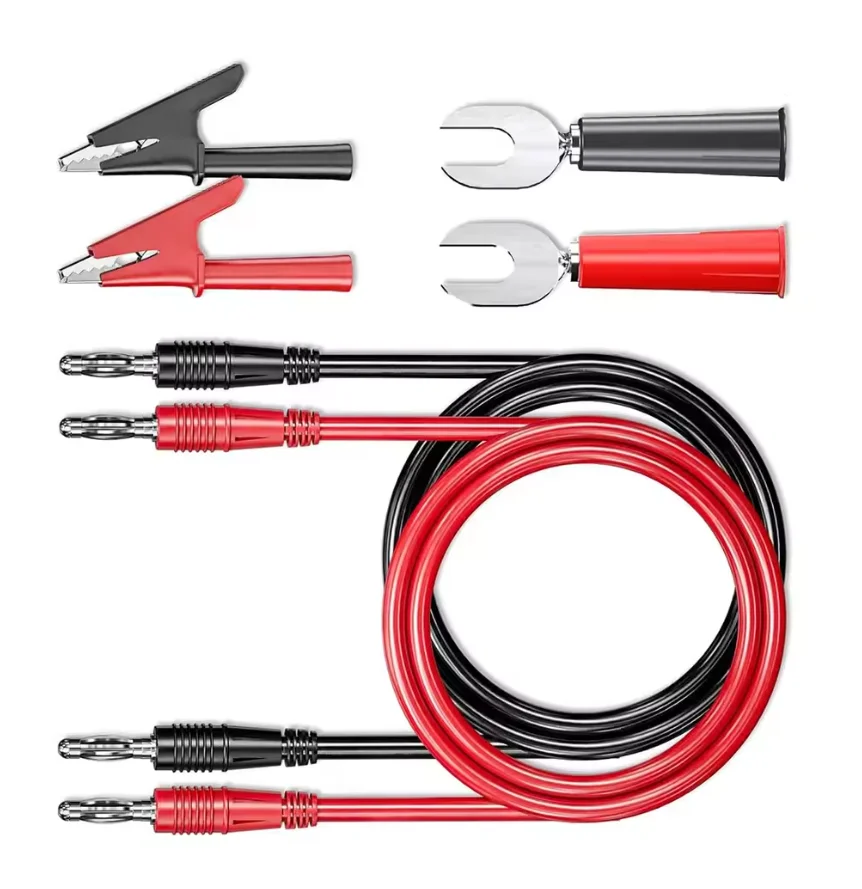 P1041B 6-in-1 1M 4mm Banana to Banana Plug Test Lead kits Alligator Clip Clamps to 6mm U-type Plug Regulated power supply