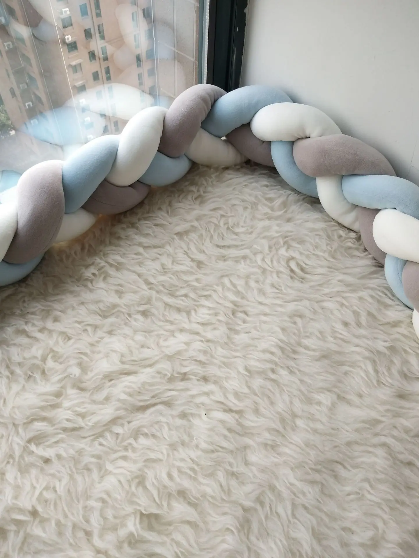 Bumper Crib Cot Protector Infant Bedding Set for Baby Boy Girl Braid Knot Pillow Cushion Room Decor