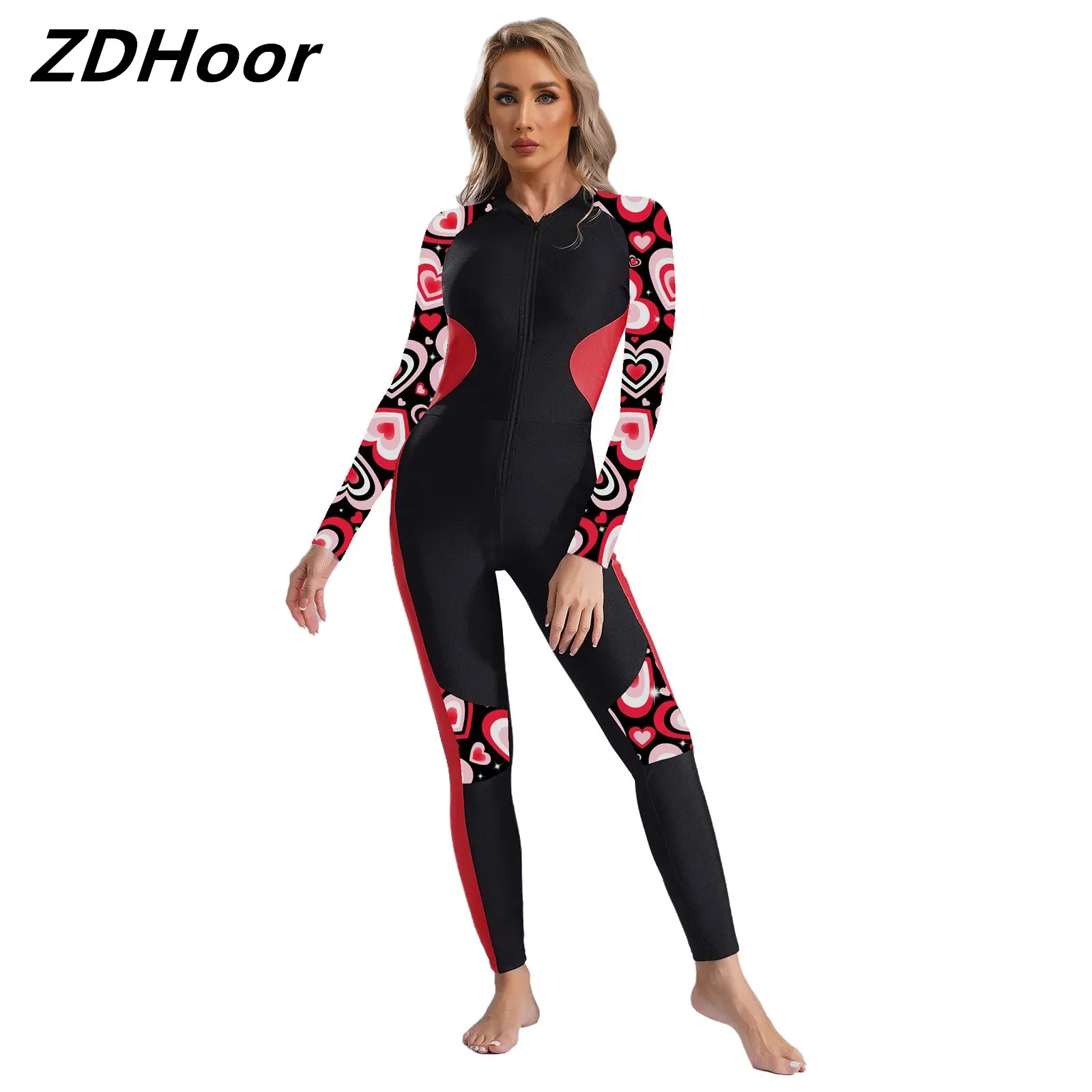 

Women One Piece Swimsuit Long Sleeve Front Zip Padded Athletic Swimwear Rash Guard Wetsuit Surfing Bathing Suit