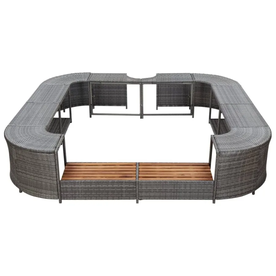 Square Spa Surround Grau 105,5x105,5 x 21,7 Poly Rattan