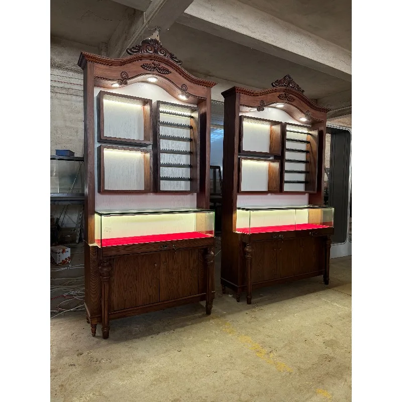 Medieval Display Cabinet Jewelry Cabinet Earrings Necklace Multifunctional Product Display Cabinet Showcase Customized Retro