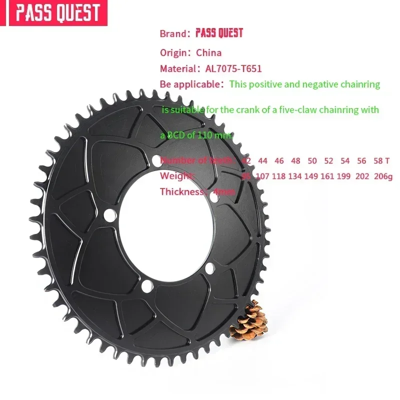 Pass Quest 110 / 5 BCD 110BCD Round/Oval Road Bike Narrow Wide Chainring 42T-58T Bike Chainwheel for 3550  APEX  RED