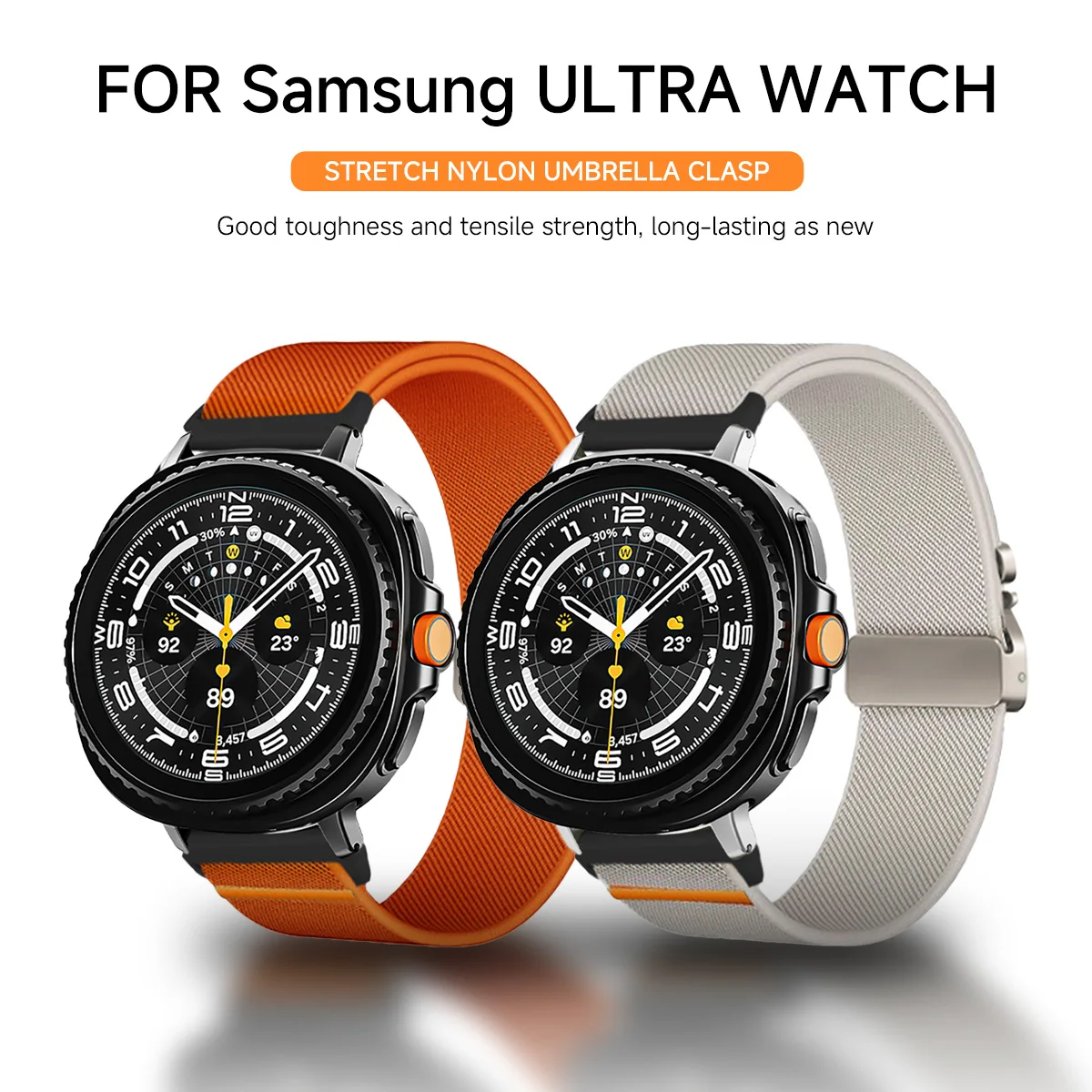 حزام نايلون لساعة سامسونج جالاكسي 8 44 40 ملم 8 كلاسيكي قابل للتعديل بديل سوار لساعة جالاكسي Ultra2/Watch Ultra