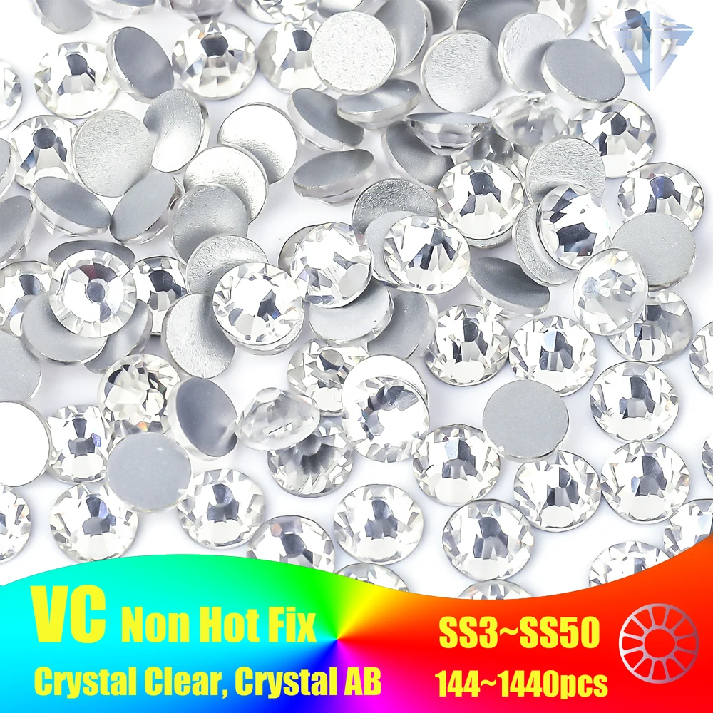 Super Glitter Crystal Nail Art Rhinestones SS3-SS50 Flatback Clear Non Hot Fix Rhinestones Glue On Nail Art Decorations Y0100