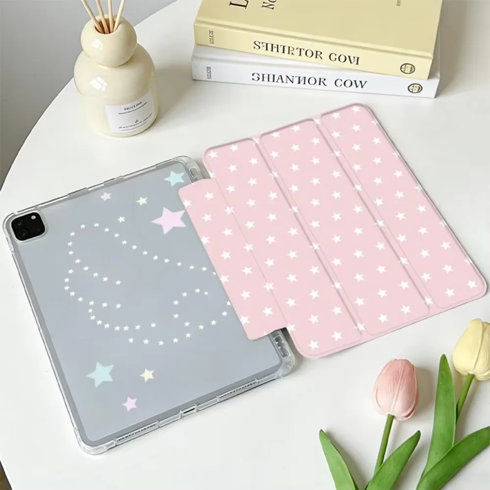 Pink Sweet Girl Colorful Stars Tablet Case For iPad 11th A16 10 9 8 7 5 Pro 13 11 M5 M4 M3 M2 12.9'' Air  4 3 2 1 Mini 7 6 Cover