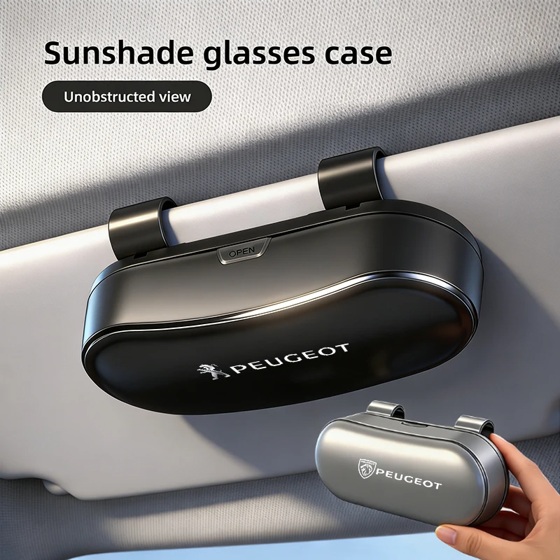 

Car Glasses Box Portable Auto Sunglasses Holder Eyeglass Case For Peugeot 206 307 308 207 3008 208 407 508 2008 5008 301 406 408