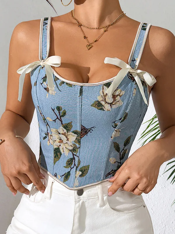 Sexy vlinderdas Bloemen ter Top Vastgebonden Street Sle Slim Fit Polyester ort Lengte Zomercollectie Damesvestriem