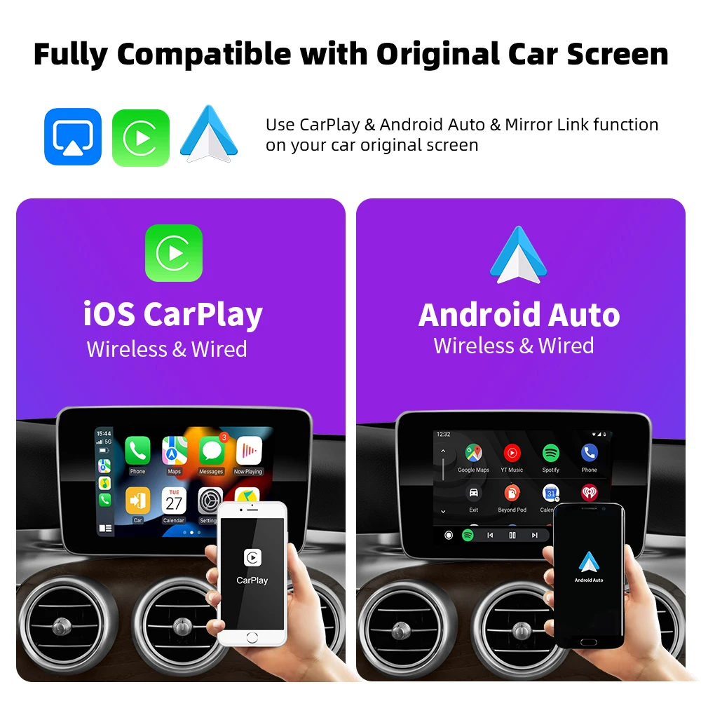 EKIY Wireless CarPlay Android Auto Module For Mercedes Benz C-Class W205 & GLC 2015-2018 Android Mirror Link AirPlay Functions