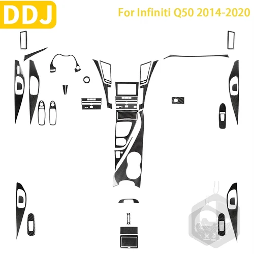 Para Infiniti Q50 2014-2020 accesorios de fibra de carbono Interior de la puerta del coche instrumento cufolder engranaje cubierta embellecedor pegatina Decoración