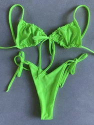 Bikini con cordón para mujer, traje de baño de corte alto, cintura alta, playa, 2023