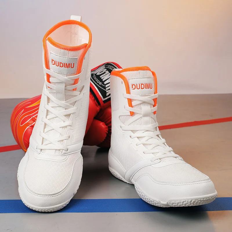 

New Arrival High Top Wrestling Shoes Man Professional Boxing Shoes Man Indoor Men Boxing Sneakers Lace Up Boxing Fighting Boots
