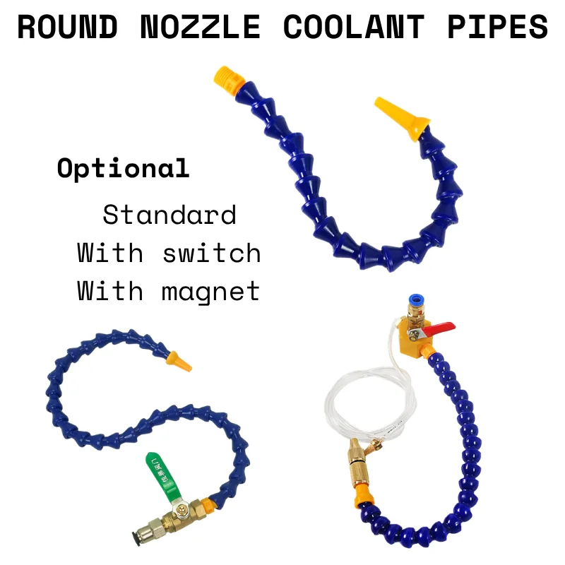 Water Oil Coolant Pipe Hose Cooling Tube for Engraving Machine Tools Optional with Valve with Magnet Round Nozzle Coolant Pipes