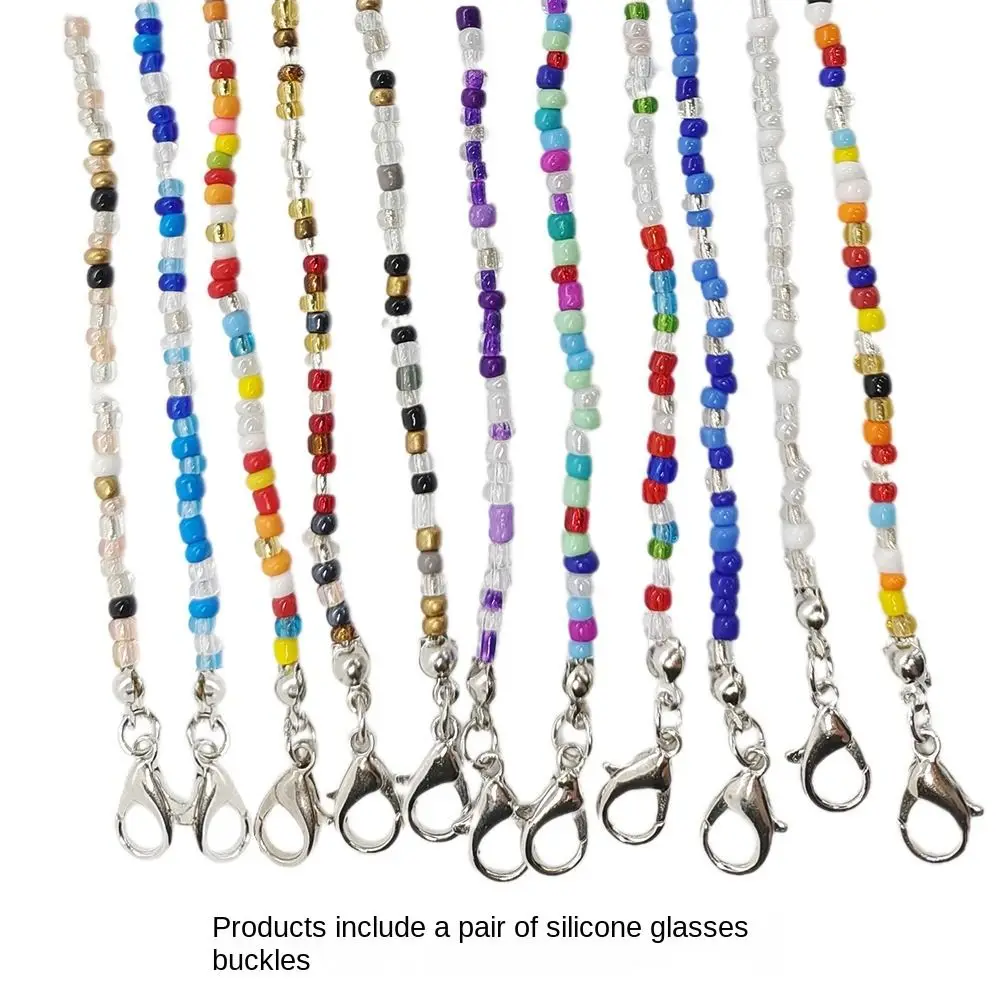 1pc Vintage with 2 Silicone Buckle Beaded Glasses Chain Eye Wear Accessories Non-slip Glasses Strap Eye Glasses Chain Women Men