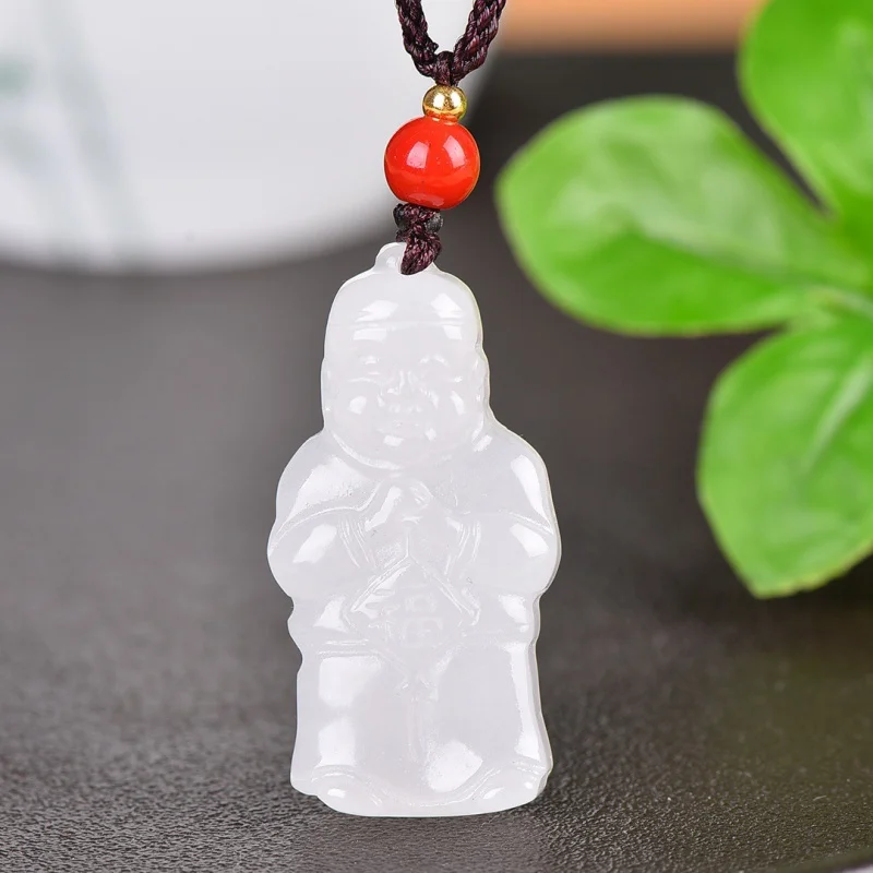 Branco Jade Gourd Pingente para Mulheres, Linha Dourada Natural, Exposição Hongtu Fuwa, Borboleta Calcedônia Pingente, Moda Bonito