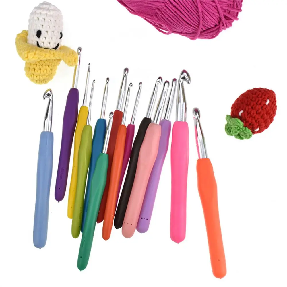 2.0-10mm Soft Grip DIY Craft Tools Aluminum Weave Yarn Knitting Needles Crochet Hook