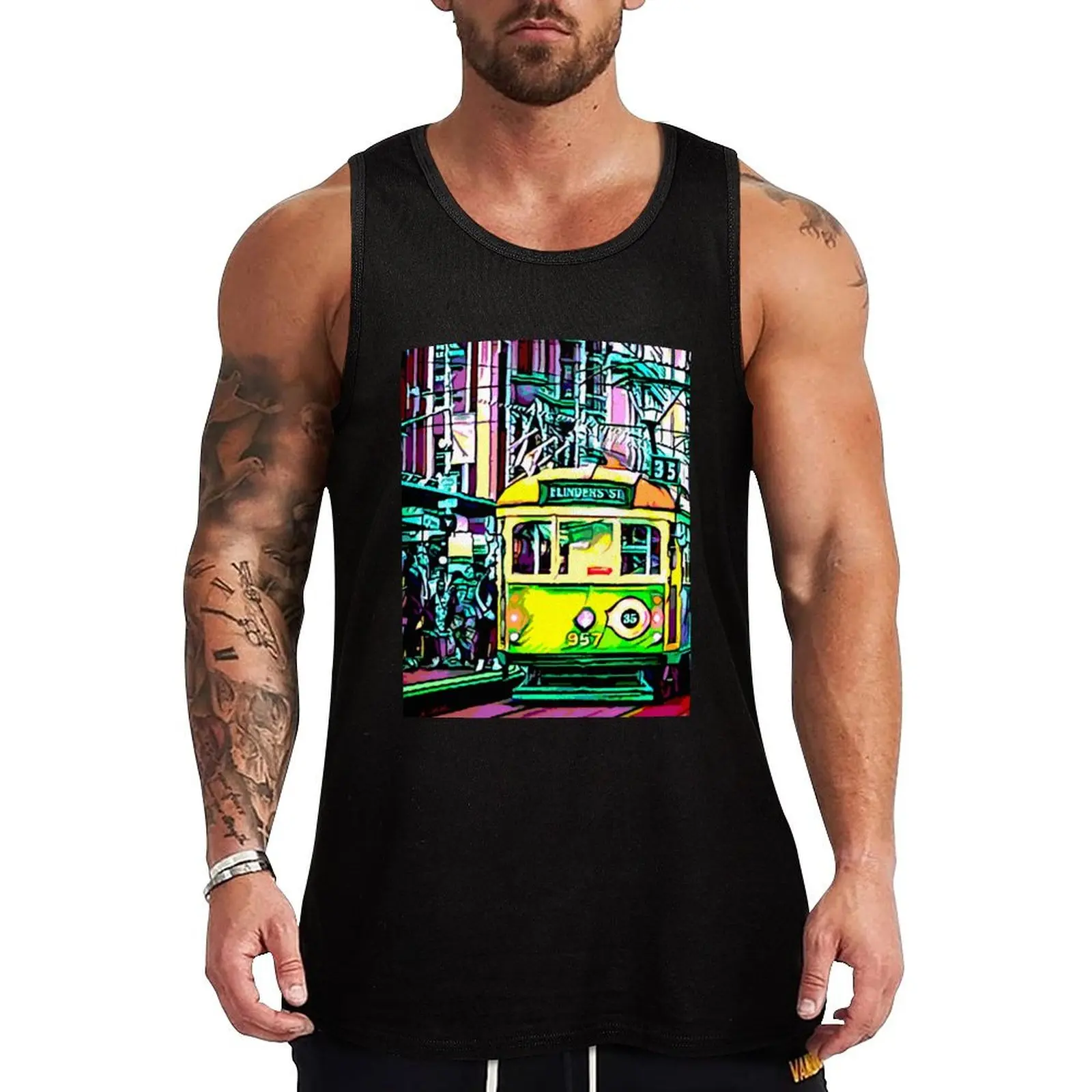

Melbourne Australia Trams Tank Top Outdoor UV Tank Top Sun Protection Sleeveless Shirt