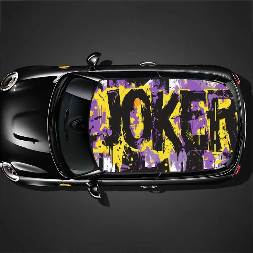 Envoltório de vinil para teto de carro em pvc com graffiti personalizado "JOKER", adesivo automotivo autoadesivo à prova d'água, filme decorativo antiarranhões