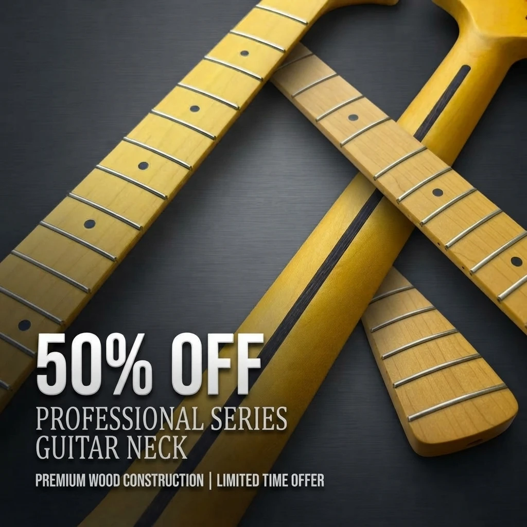 Premium 25.5" Scale Jazz Neck with 21-Fret Light Yellow Matte Maple Fingerboard Guitar Neck Part for Enhanced Playing Experience