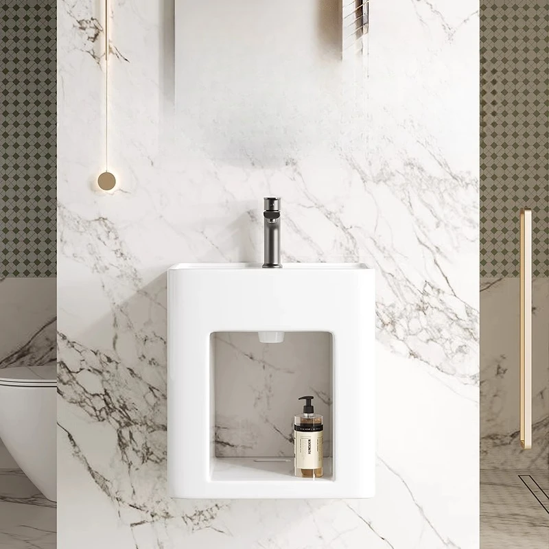 Washbasin Ceramic integrated washbasin Bathroom Balcony with storage compartment Washbasin