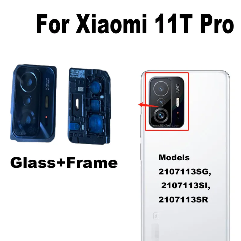 Nuovo per Xiaomi 11T Pro 5G copriobiettivo posteriore in vetro per fotocamera posteriore con adesivo adesivo per colla per telaio