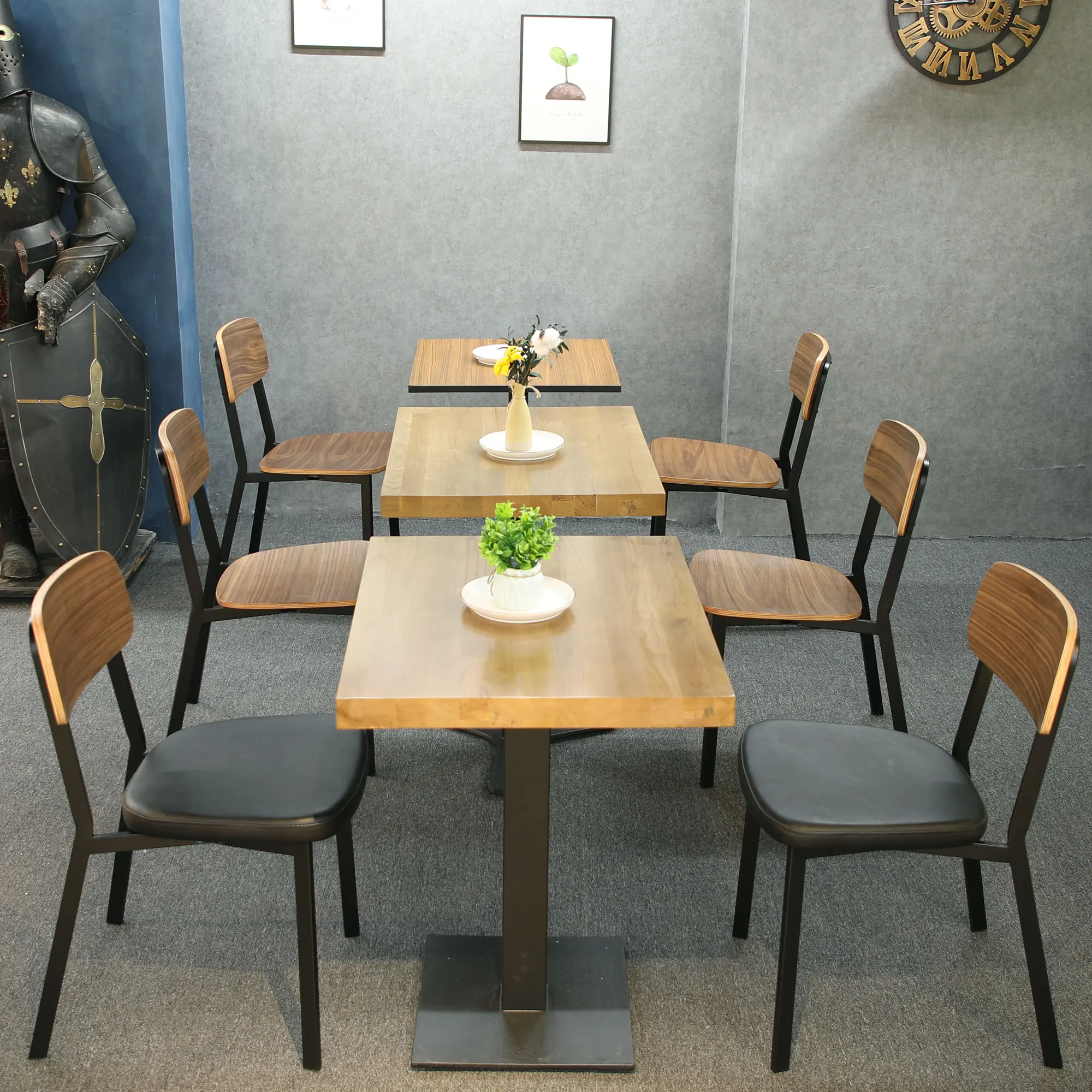 Retro  Restaurant Chairs and Tables Dining Chair and Table 2seater Set