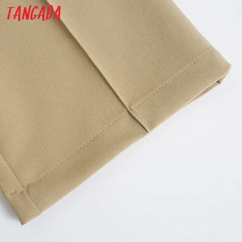 Tangada Fashion Women Solid Khaki White Suit Pants Trousers Vintage Style Pockets Buttons Office Lady Pants Pantalon JE45