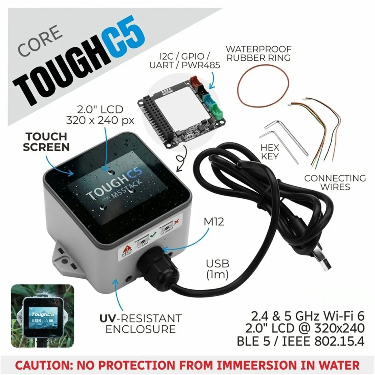 ToughC5 IoT Development Kit -C5 Outdoor Waterproof IoT Controller Supports 2.4 & 5 GHz Dual-Band Wi-Fi 6, BLE 5