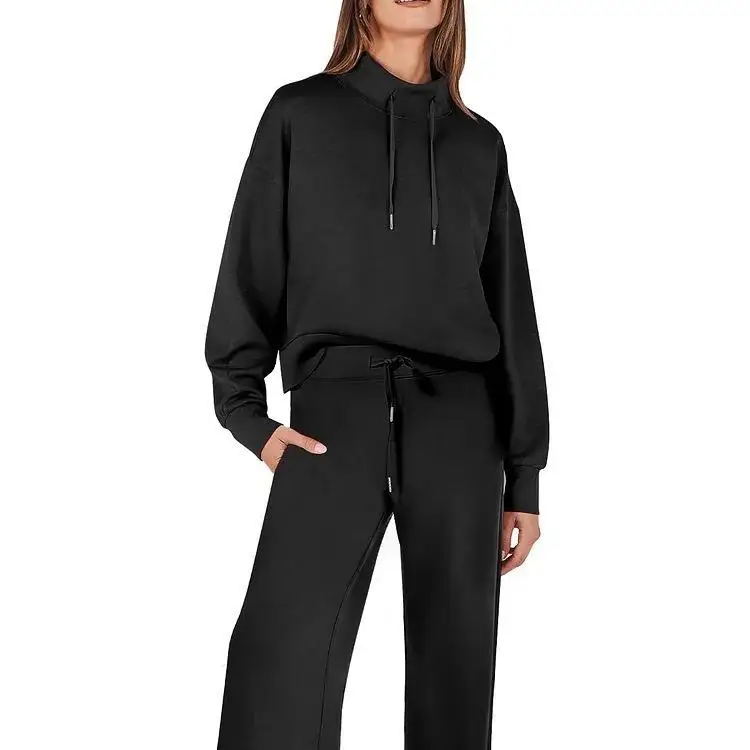 

Faionable Casual Women's Long Sve Dstring Color Commute Pants Set Autumn Winter New Arrival Fem Apparel