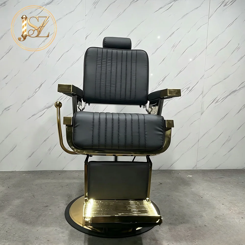 Commercial Grade Retro Metal Salon Chair Full Recline Swivel and Height Adjust Function for Barbershop Use