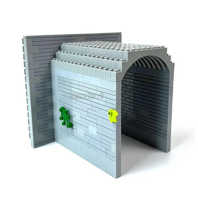 기차 철도 도로 동굴 터널 Diy Moc 아이 교육 벽돌 빌딩 블록 장난감