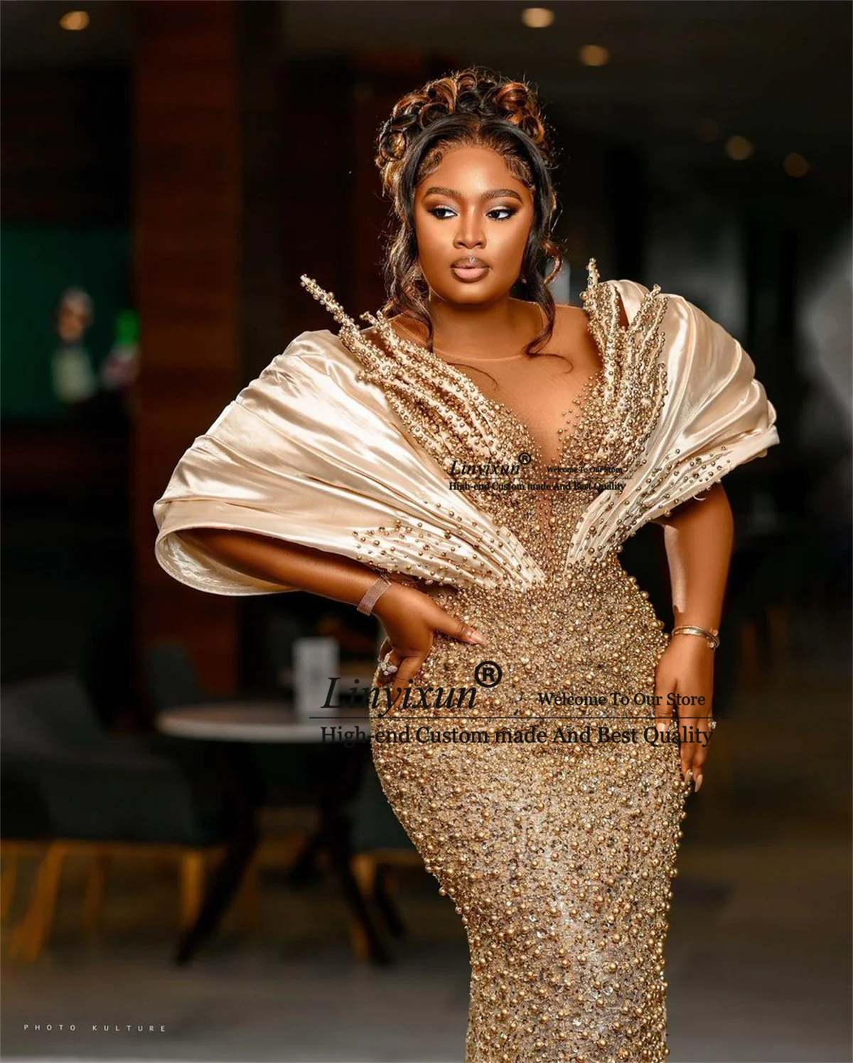 Glitter Beaded Sequin Mermaid Prom Dresses Customized Off Shoulder Evening Party Gown Aso Ebi African Dubai robes de soirée